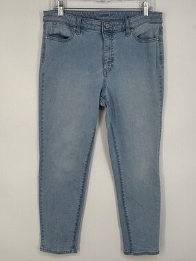 Talbots Womens 12 Pettie Flawless Jeans Light Blue Denim Slim Ankle High Rise